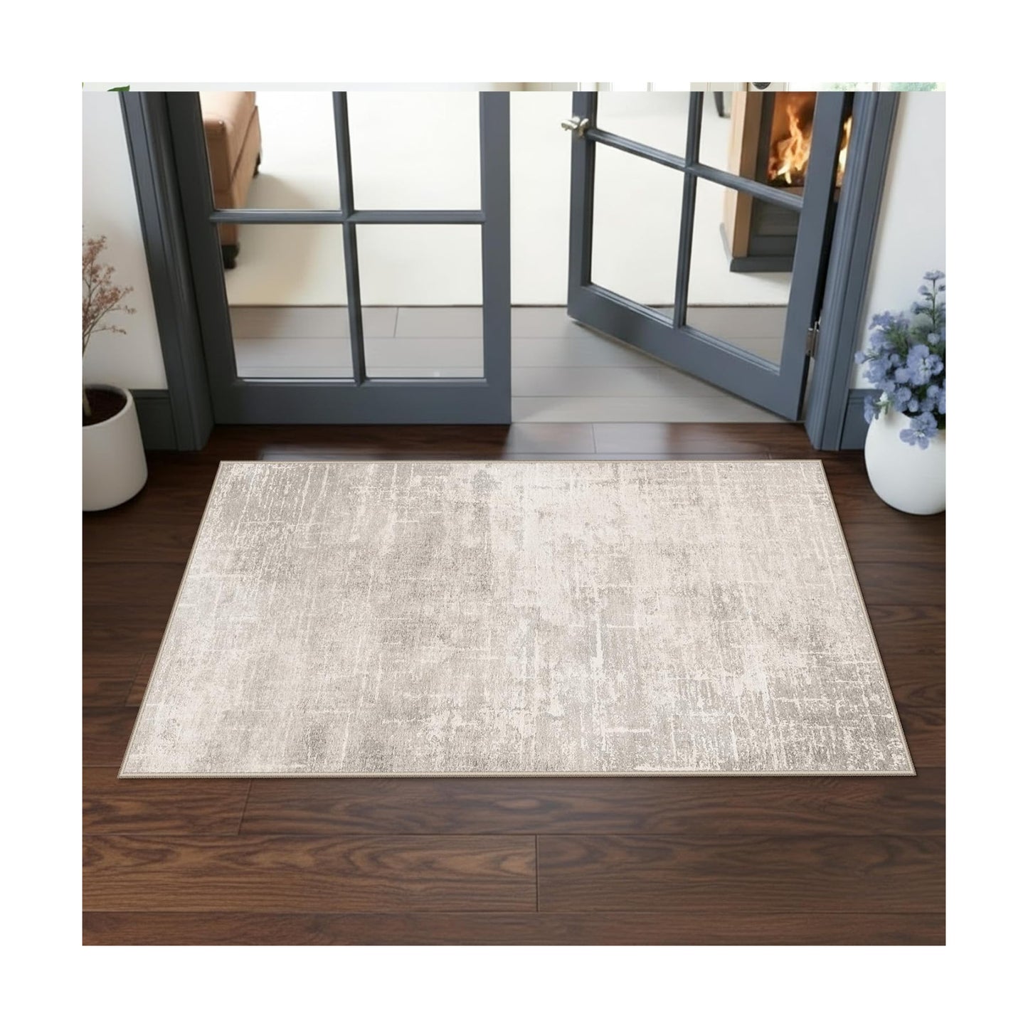 Washable 2x4 Entryway Area Rugs: Abstract Water Resistant Kitchen Sink Rug Non-Slip Durable Doormat Ultra Soft Living
