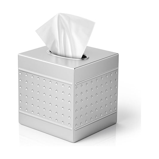 Modern Tissue Cover Box Adds / Pewter / 5 x 5 x 5.25