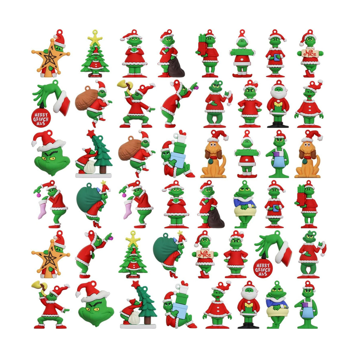 48Pcs Mini Christmas Collectible Dolls Figurines,Christmas Tree Hanging Ornament Gifts for Xmas Goodie Bag Stuffers Winter New Year Holiday Party Favors Decorations