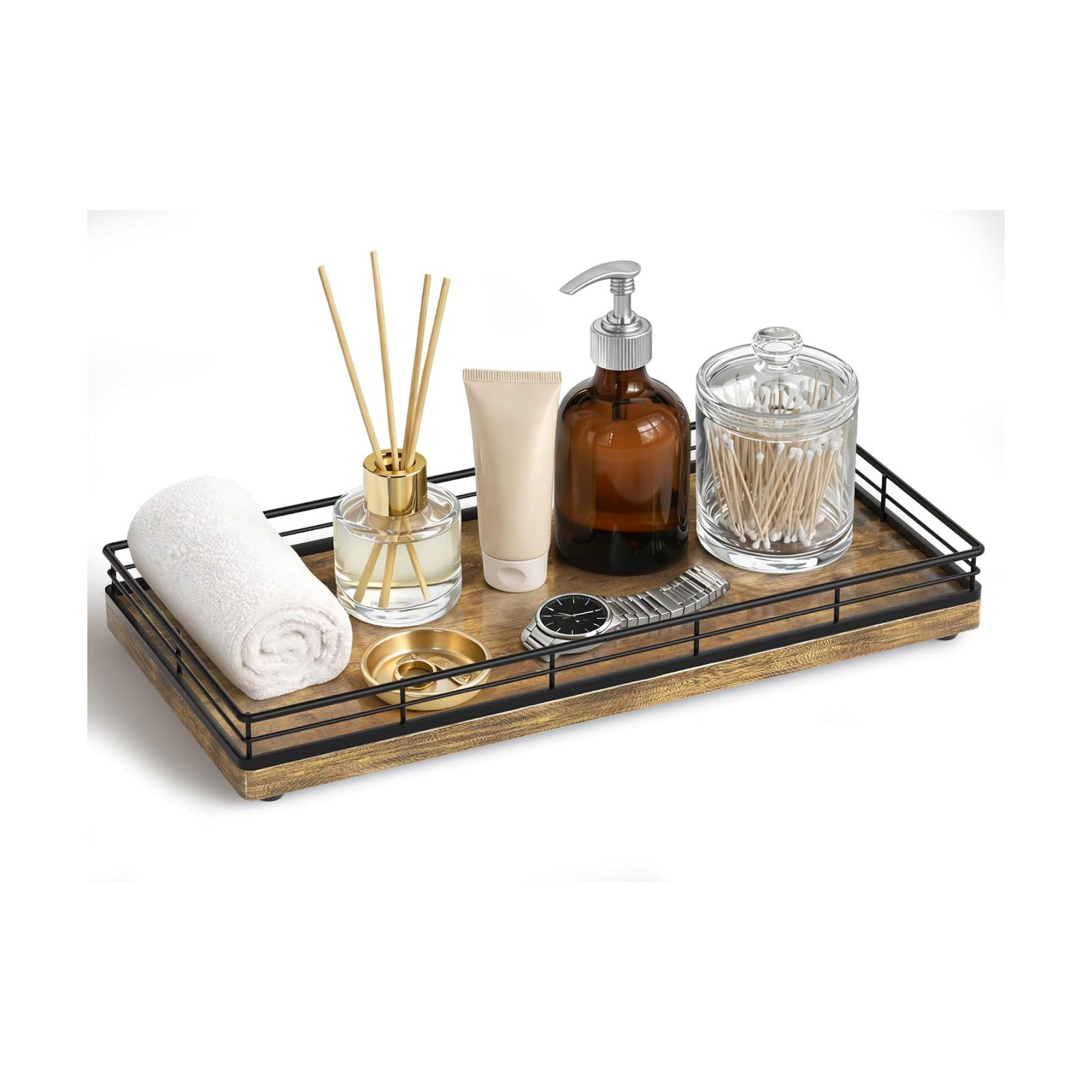 Wood Toilet Tank Tray / 12 x 6 x 1.5 / Rustic Brown