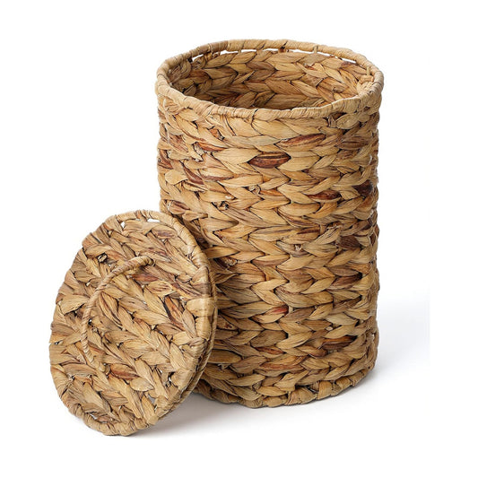 Large Woven Bin / Boho Woven Braided Bathroom Waste Basket Trash Can