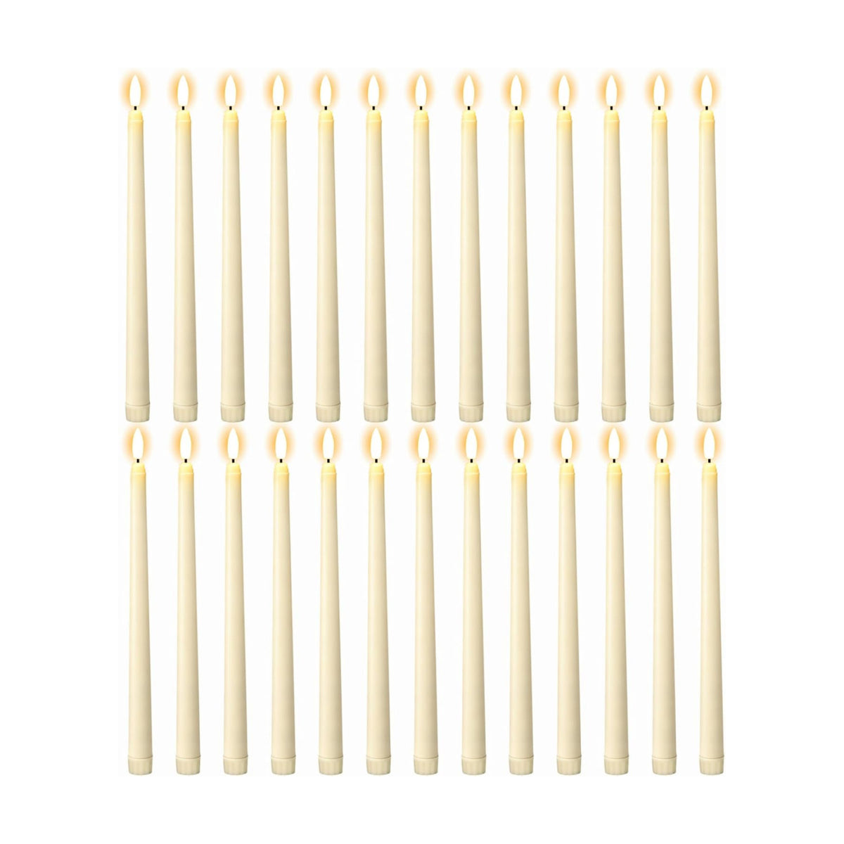 GenSwin 26 Pcs Flameless Taper Candles Battery Operated LED Candlesticks | Ivory, Tall Candle,Home Party Wedding