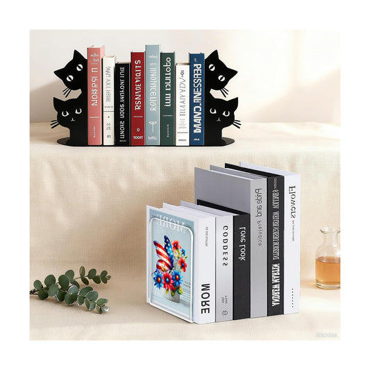 Peeping Cat Metal Bookends Heavy Books Desktop Organize / Clear