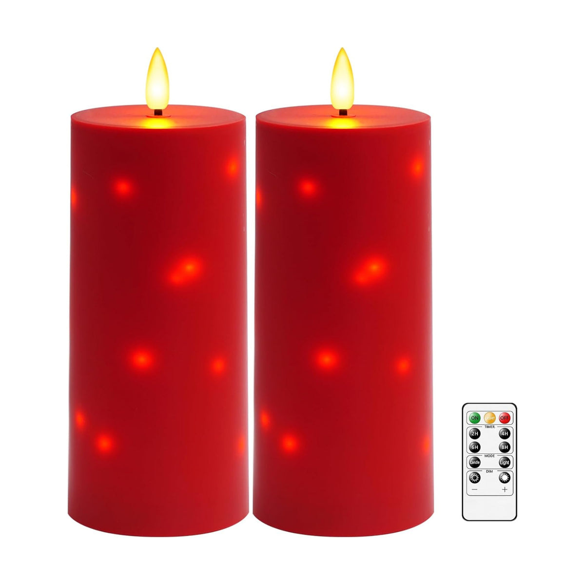 kakoya 10" x 4" Large Outdoor Waterproof Flickering Flameless Candles with Timer,2Pcs Battery Operated LED Pillar