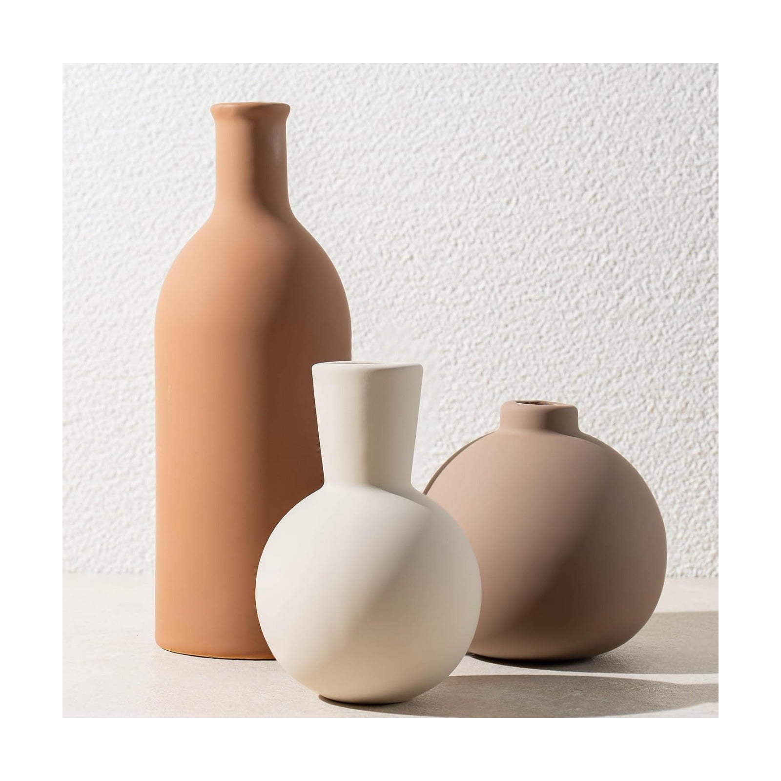 Ceramic Vase / Coffee Mix Set - White / Set of 3