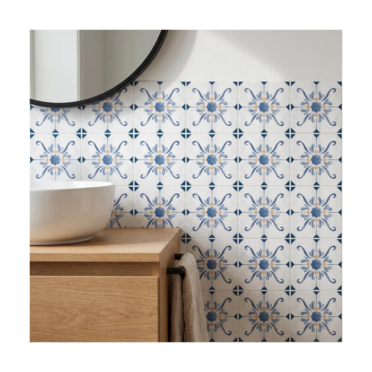 Gold Tile Decals / Blue / 5.9 Inch / Set of 16