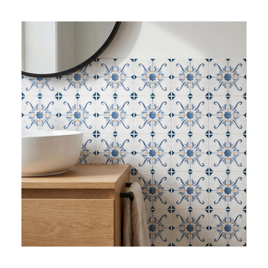 Gold Tile Decals / Blue / 5.9 Inch / Set of 16