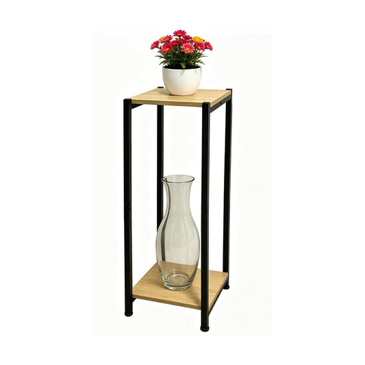 Dipion 31 Inch Tall Plant Stand Indoor,2 Tier Pedestal Stand,Yellow Oak | Rock-Solid Stability,Adjustable Feet,0.8x0.8"