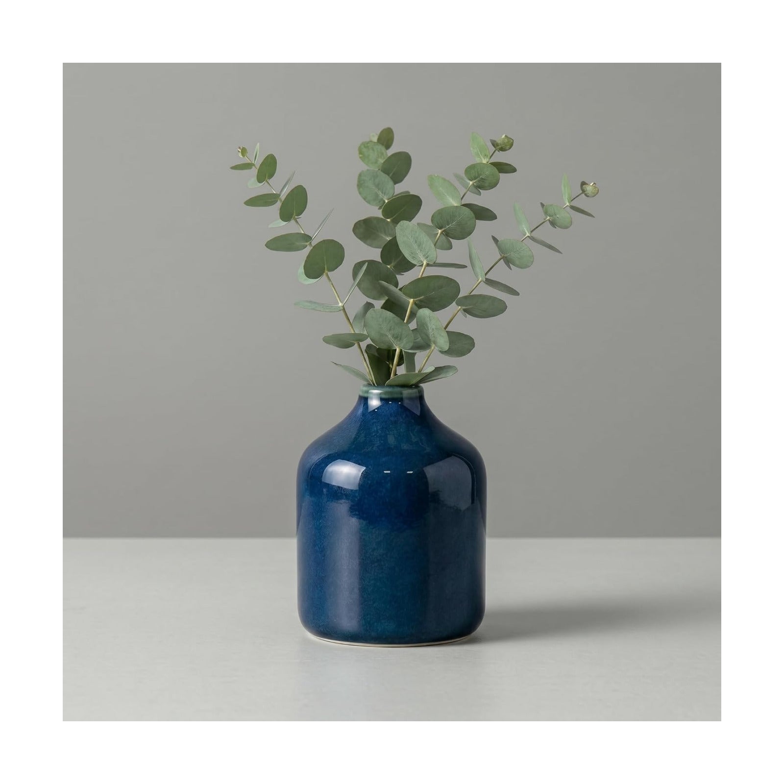 Blue Ceramic Vase for Pampas Grass / Dark Blue / 4 Inch