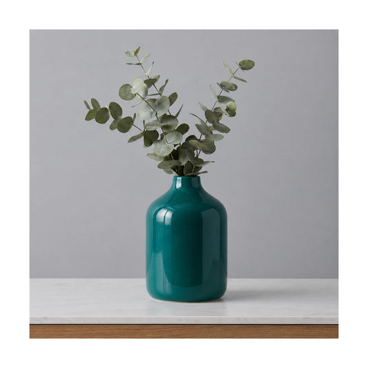 Green Ceramic Flower Vase / Dark Green / 5 Inch