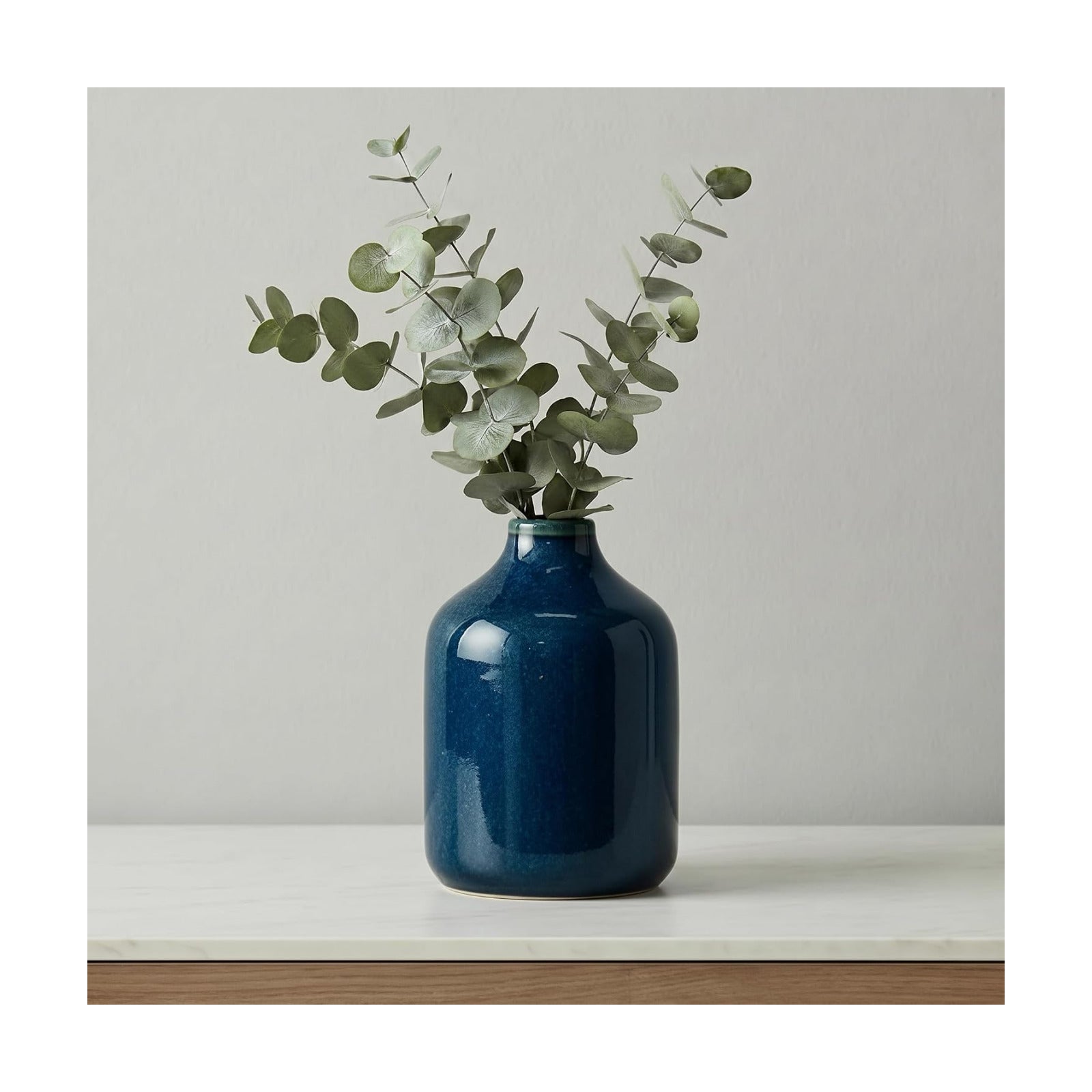 Farmhouse Ceramic Flower Vase / Dark Blue / 5 Inch