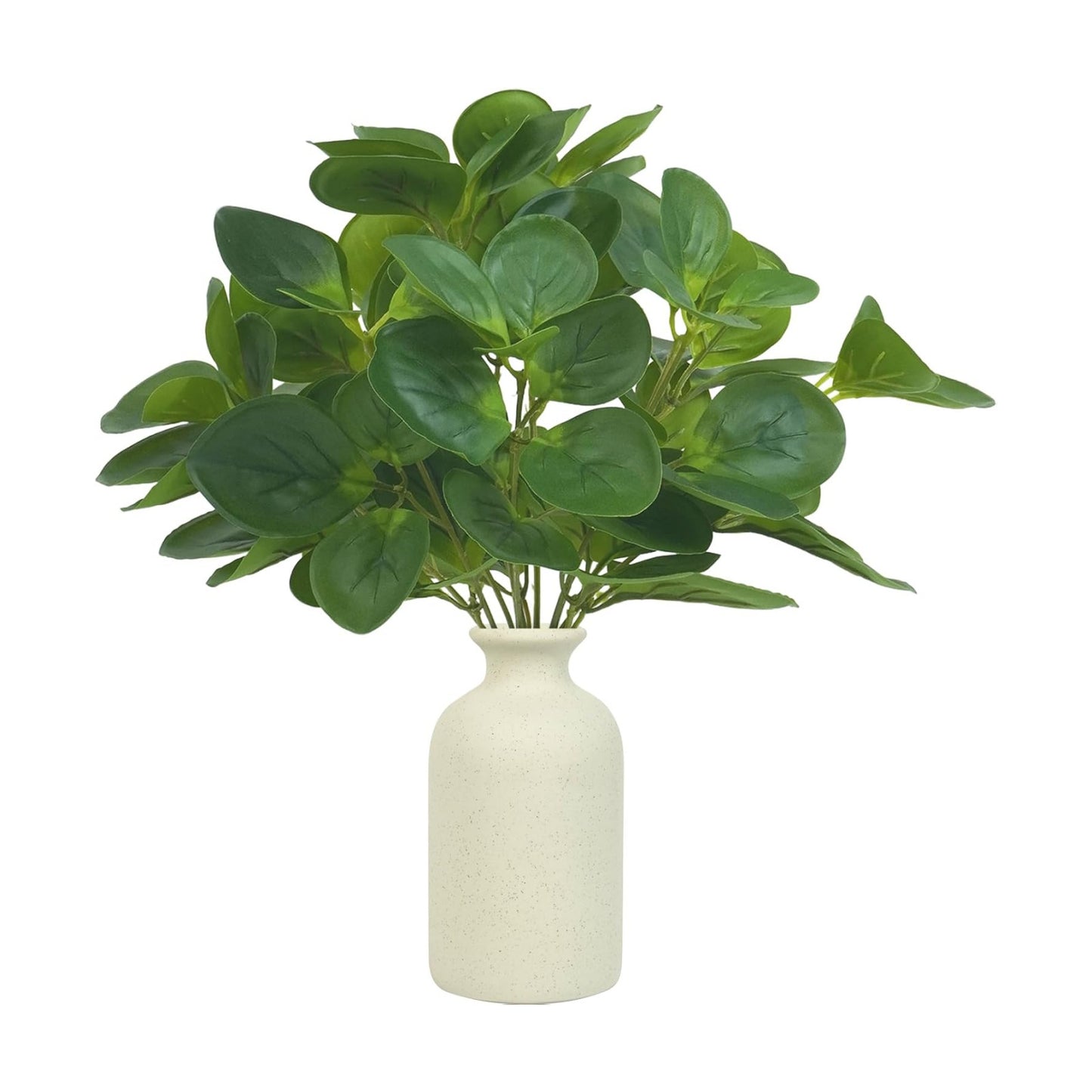 Small Fake Plant in Ceramic Pot / Fake Potted Plant with 2 Green Stems