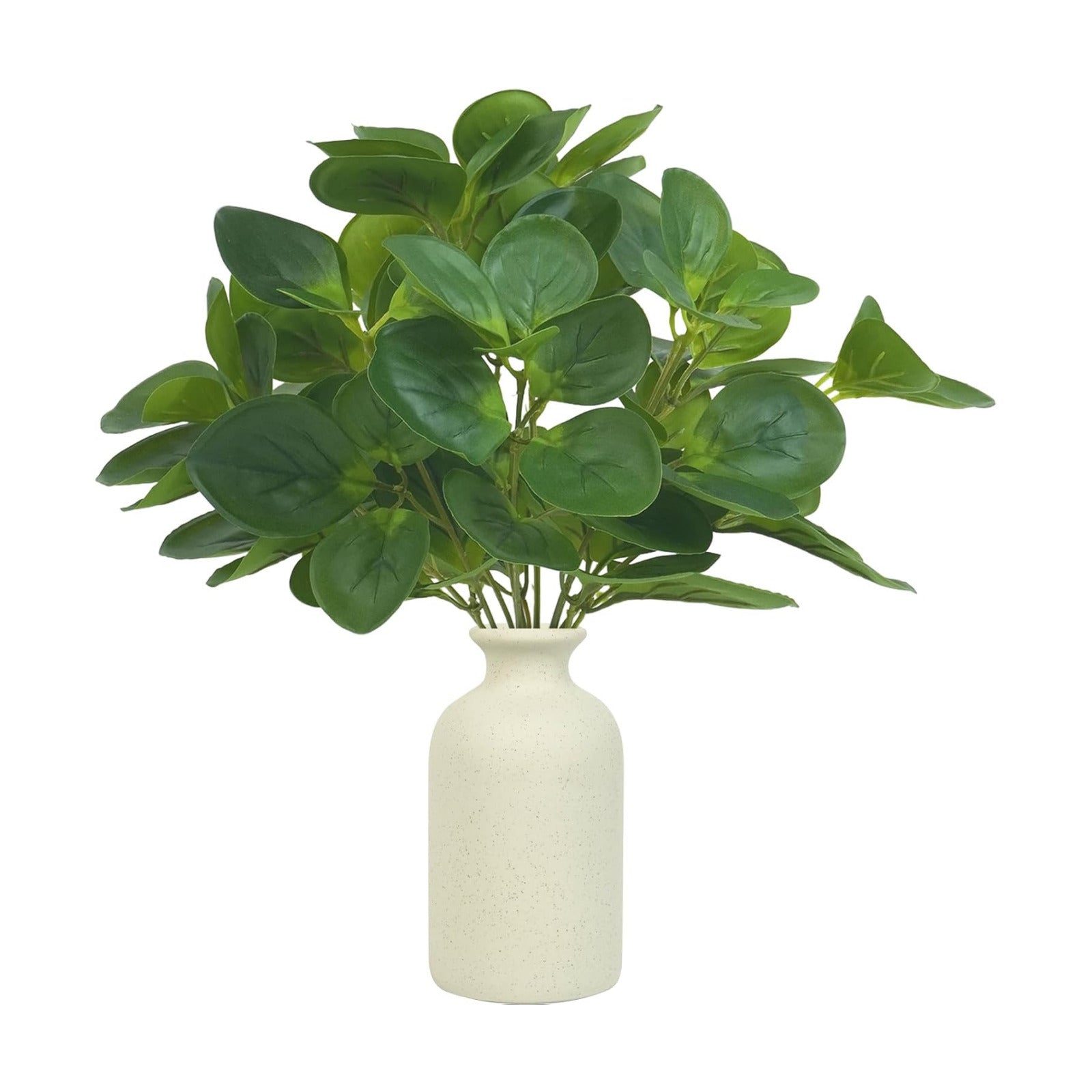 Small Fake Plant in Ceramic Pot / Fake Potted Plant with 2 Green Stems
