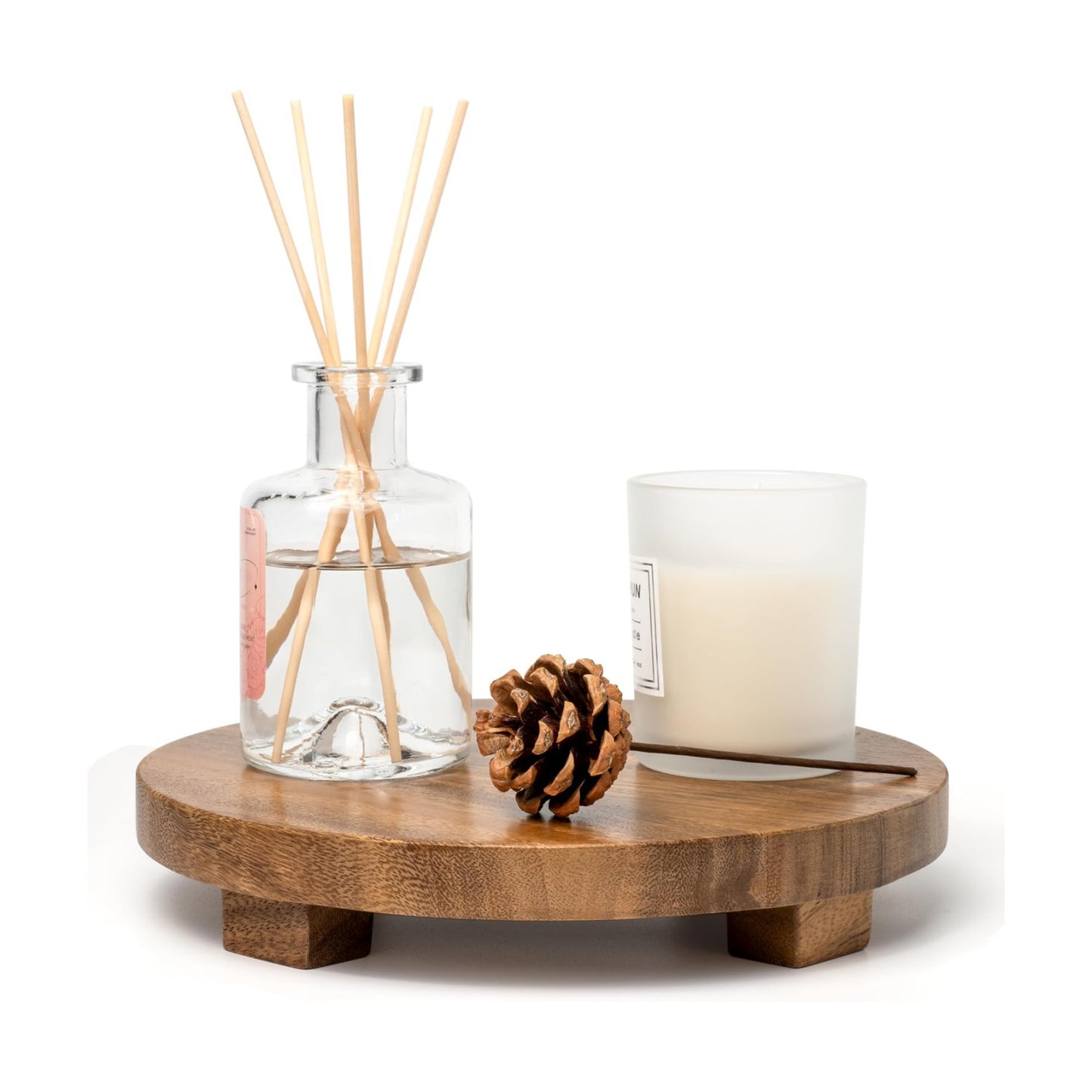 Farmhouse Wood Riser Pedestal Stand / Medium: Dia 9.4