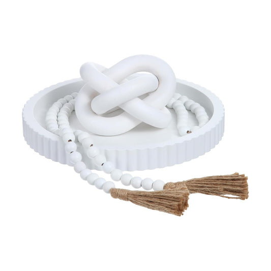 Farmhouse Decorative Tray Set / White / Set of 3