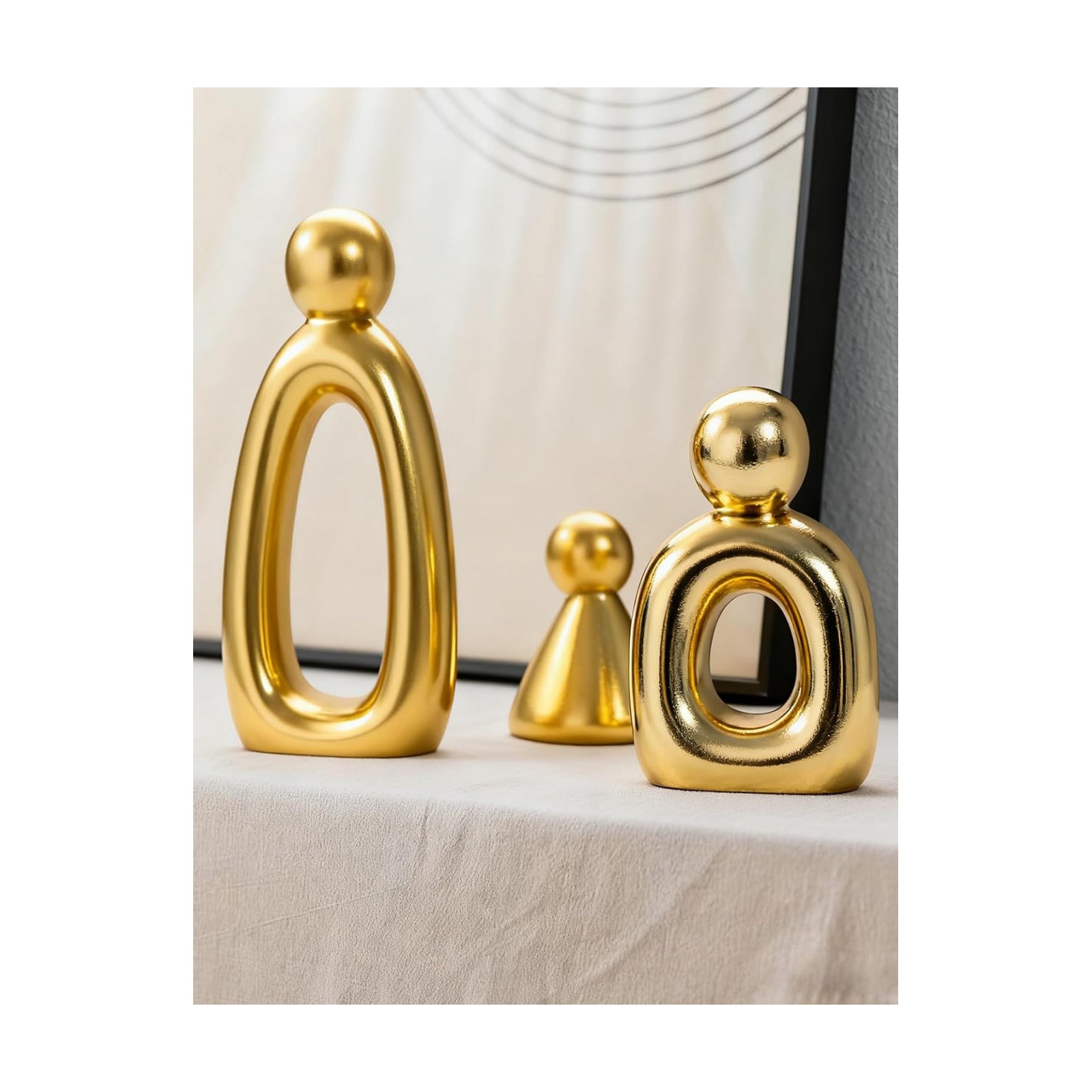 Abstract Family of 3 Figurines Modern Sculptures / Glod