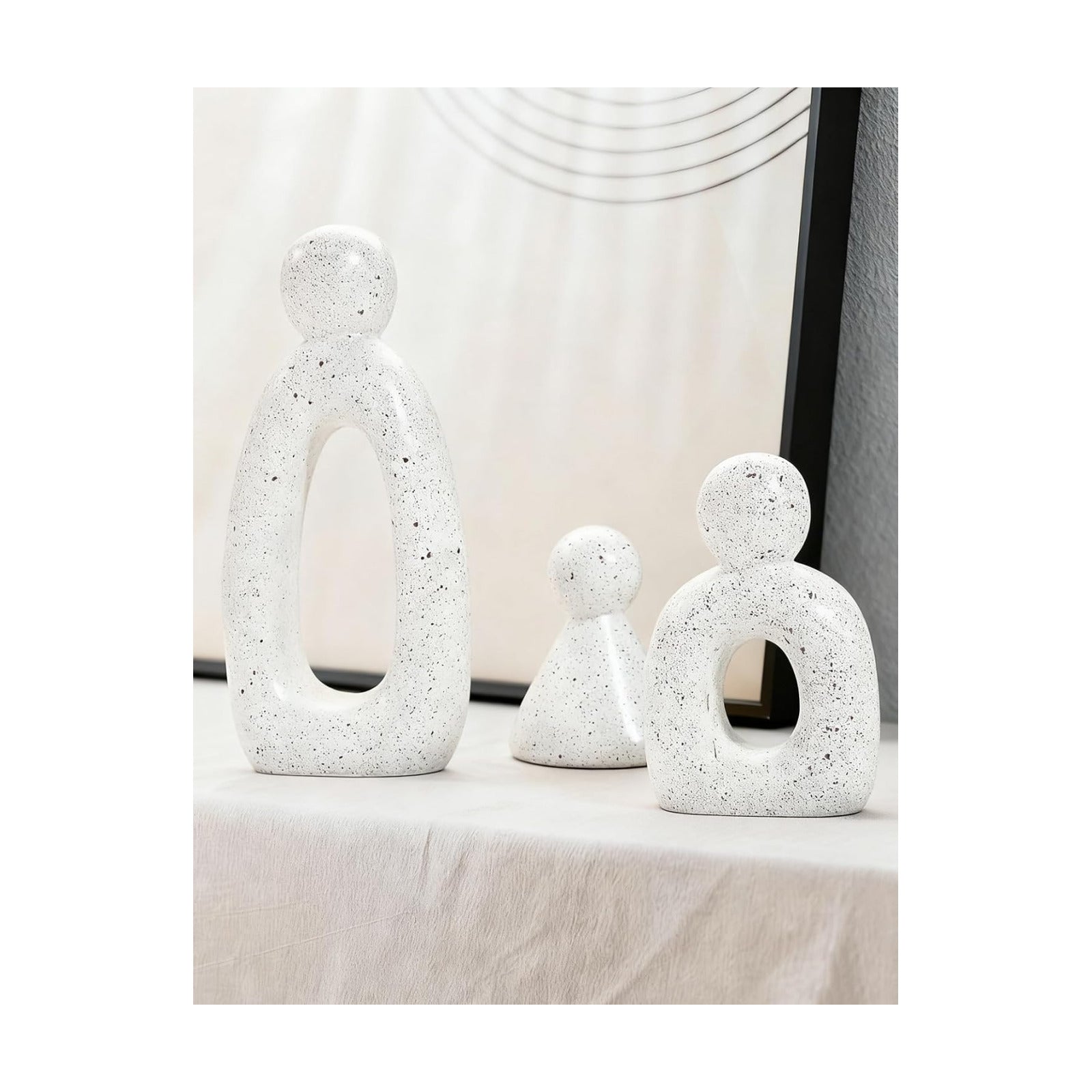Abstract Family of 3 Figurines Modern Sculptures / White