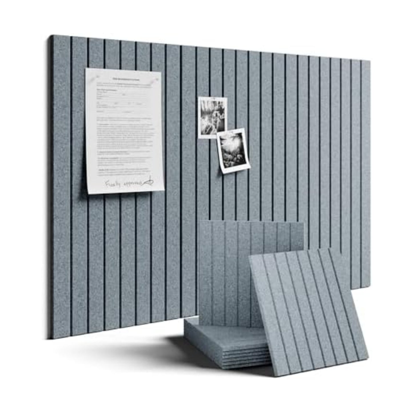 Fluxynara 36" x 24" Large Felt Bulletin Board, Blue Gray