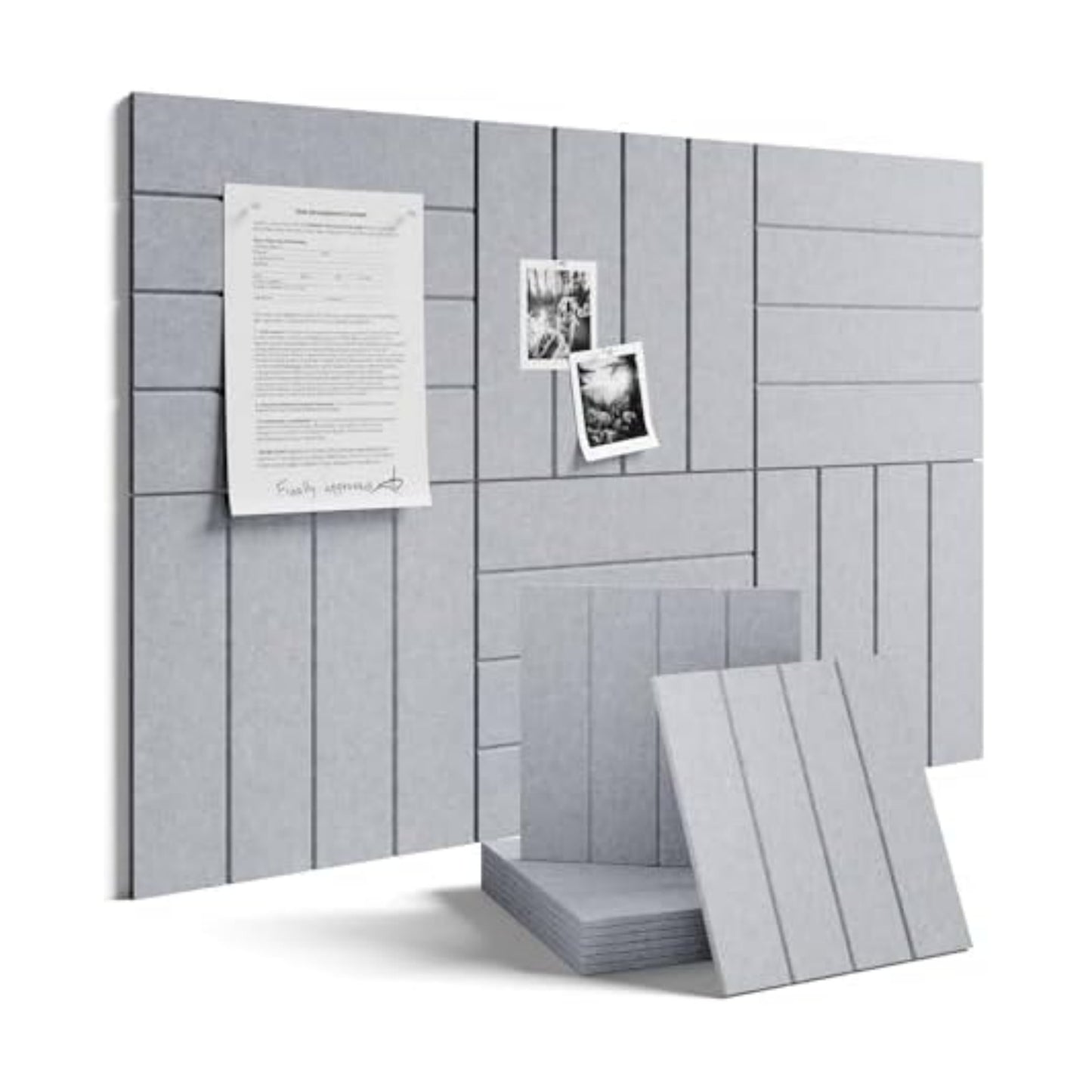 Fluxynara 36" x 24" Large Felt Bulletin Board, Soft Gray