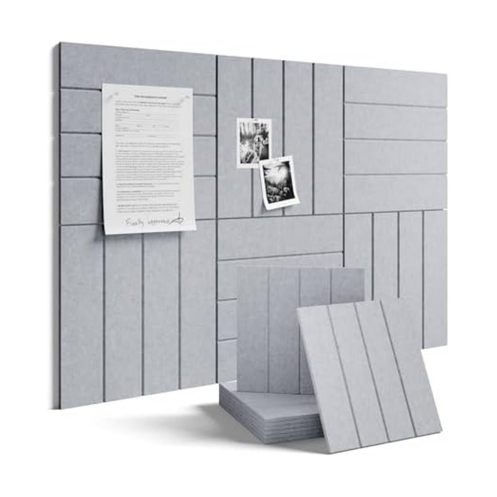 Fluxynara 36" x 24" Large Felt Bulletin Board, Soft Gray