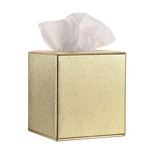 Tissue Box Cover Square Tissue Box Stylish PU Tissue Box Holder / Gold