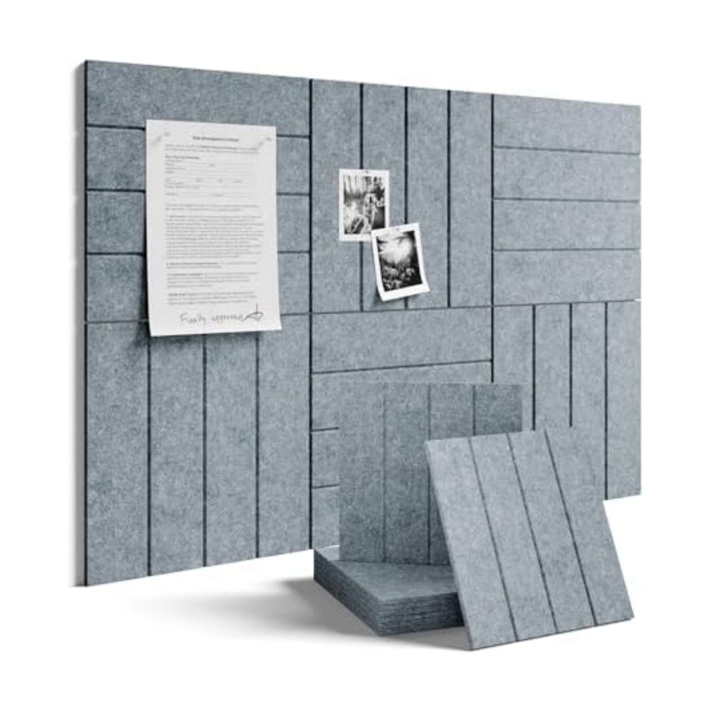 Fluxynara 36" x 24" Large Felt Bulletin Board, Blue Gray