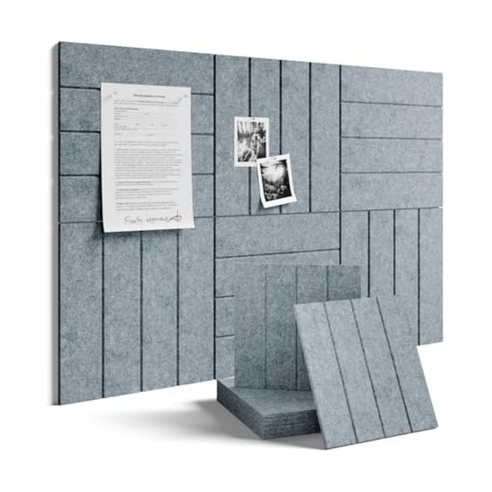 Fluxynara 36" x 24" Large Felt Bulletin Board, Blue Gray