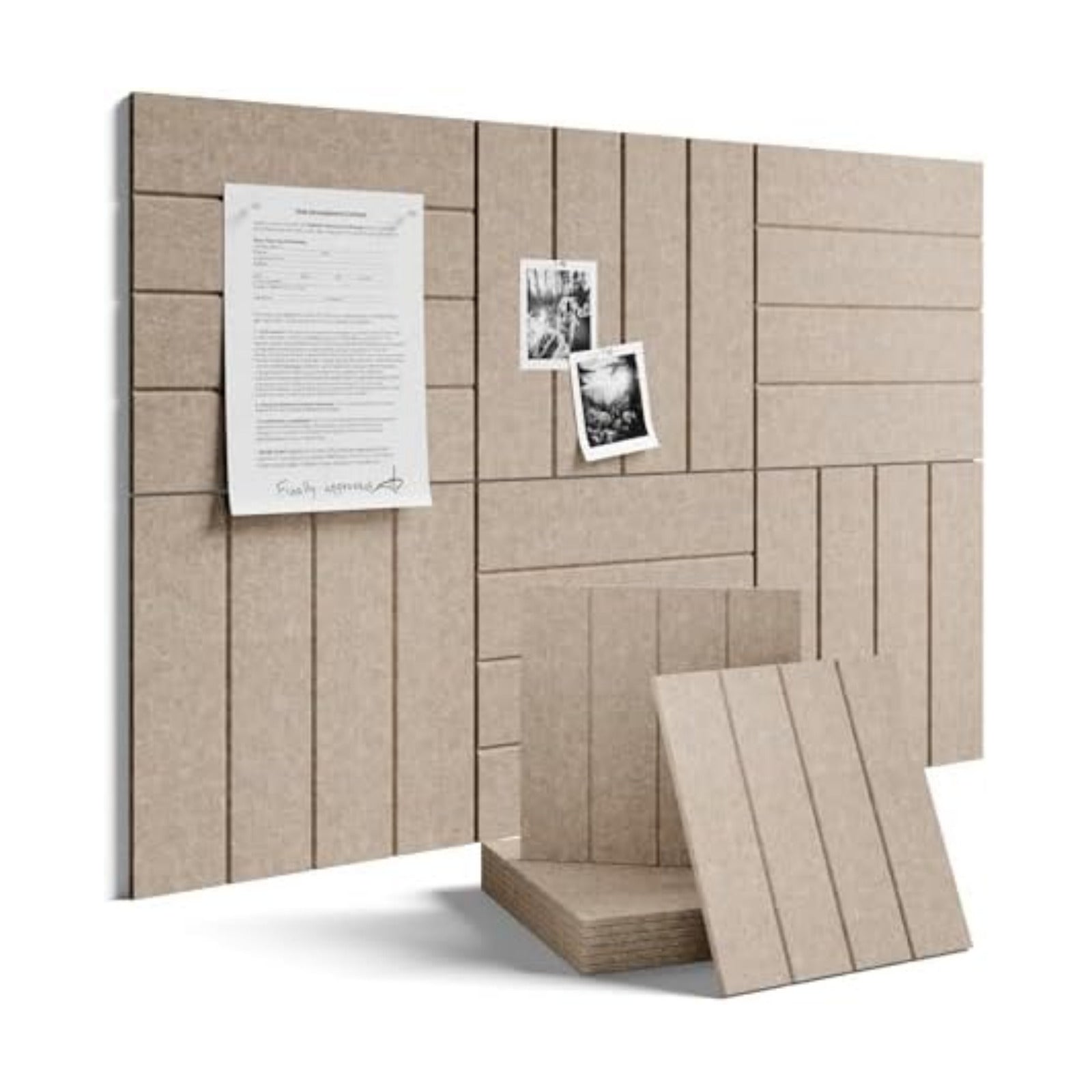 Fluxynara 36" x 24" Large Felt Bulletin Board, Taupe