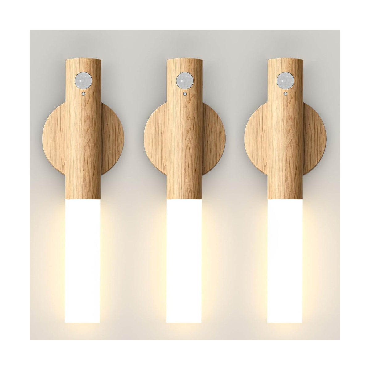 Motion Sensor Wall Light Beech 3PCS, Battery Operated wall sconces