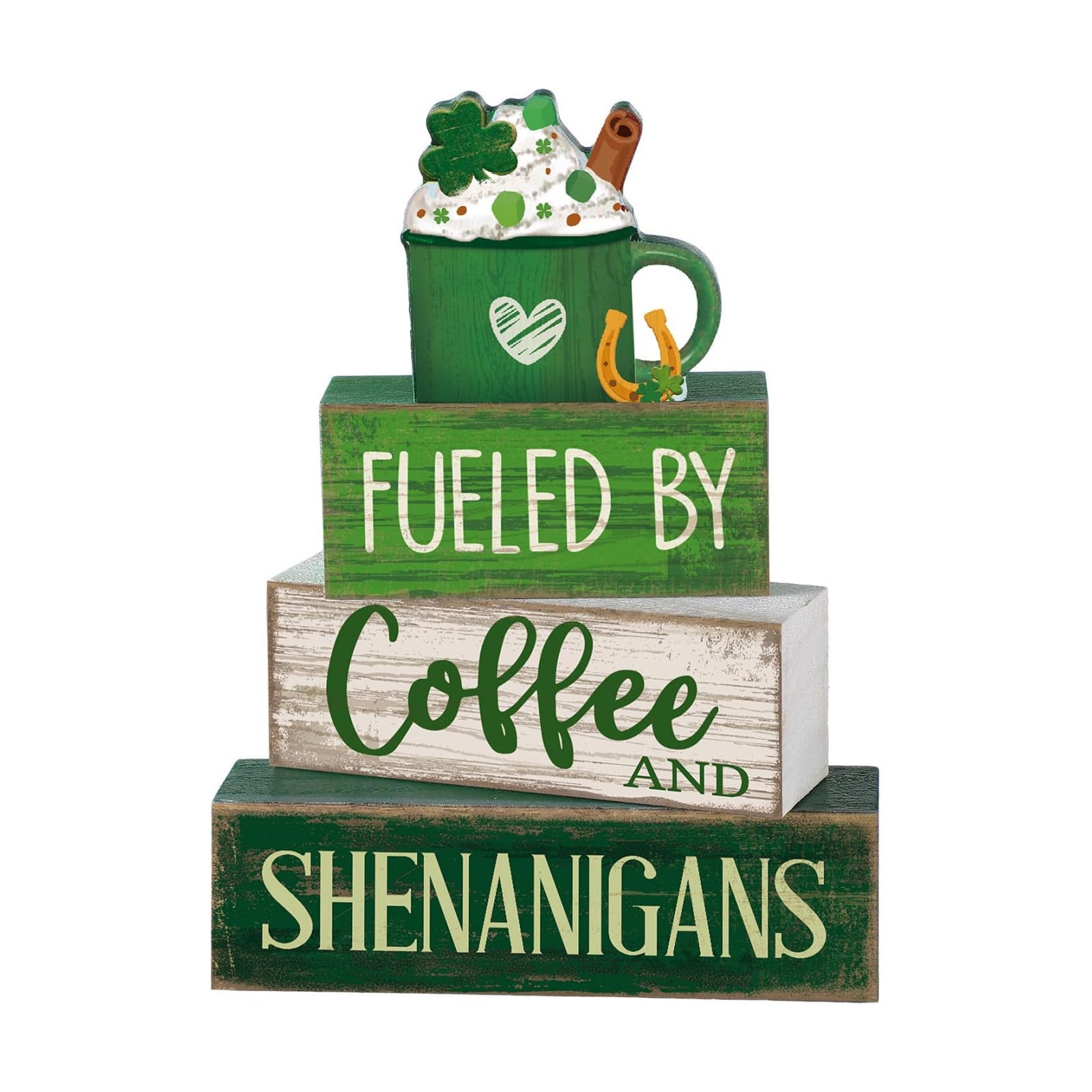 Moucuny 4 Pcs Wooden Tiered Tray Decor Irish Farmhouse Table Sign Coffee