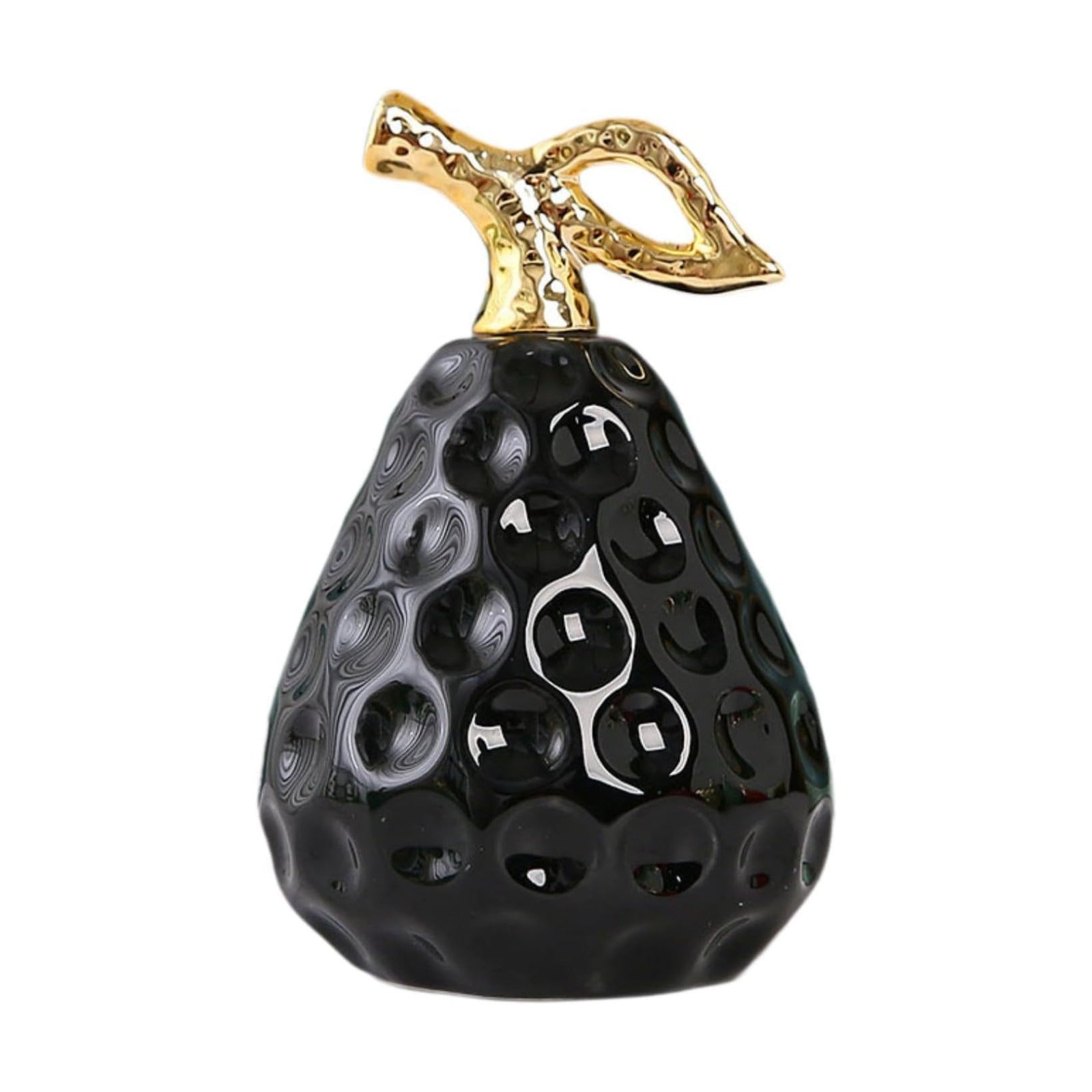 Pear Statue Modern Art Crafts Ceramic Figure Fruit Sculpture / Black