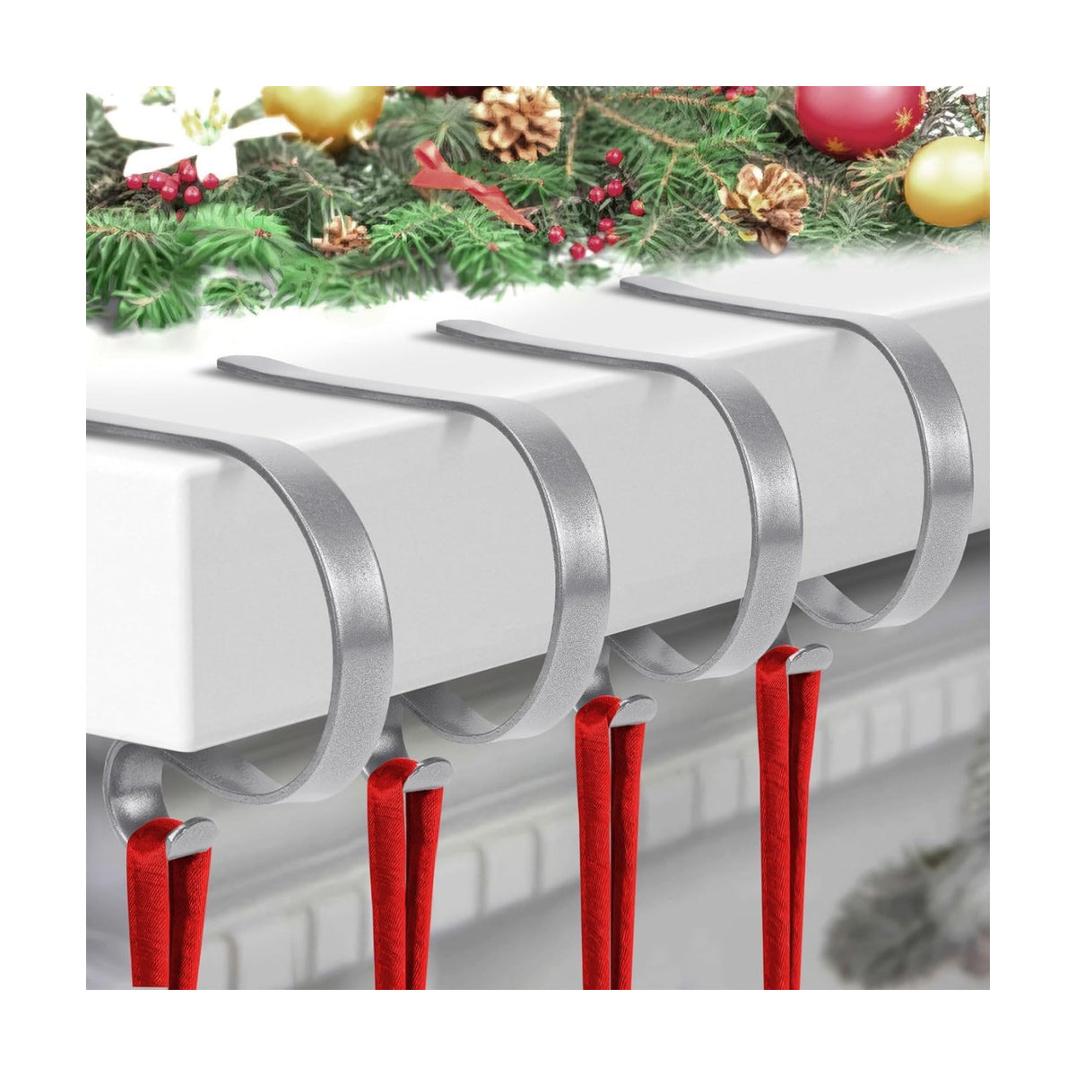 Christmas Stocking Holder, 4 Pack Stocking Holders for Mantle, Adjustable