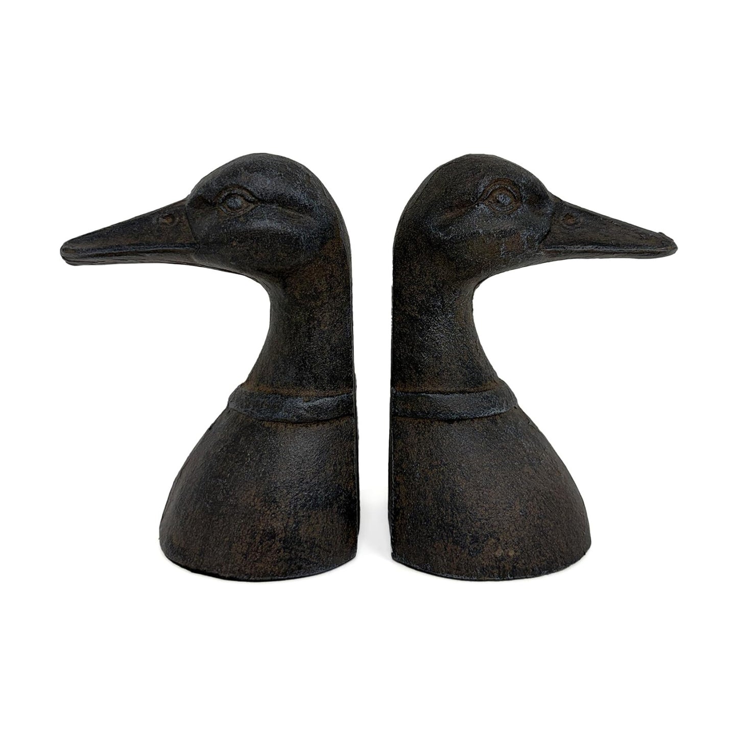 Decorative Distressed Cast Metal Duck Head Bookends
