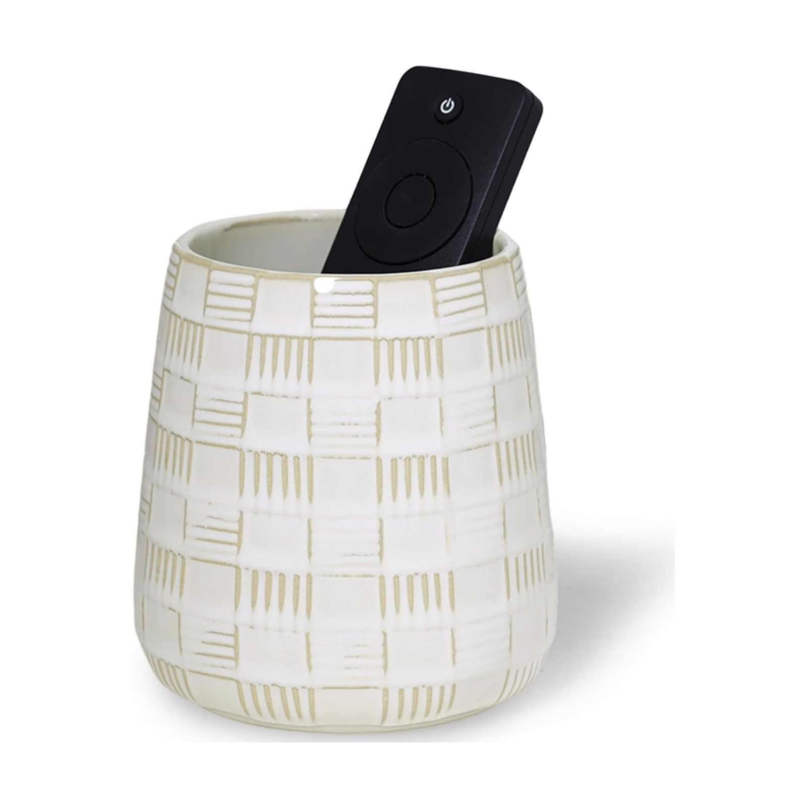Ceramic TV Remote Control Holder / White