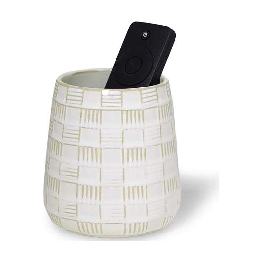 Ceramic TV Remote Control Holder / White