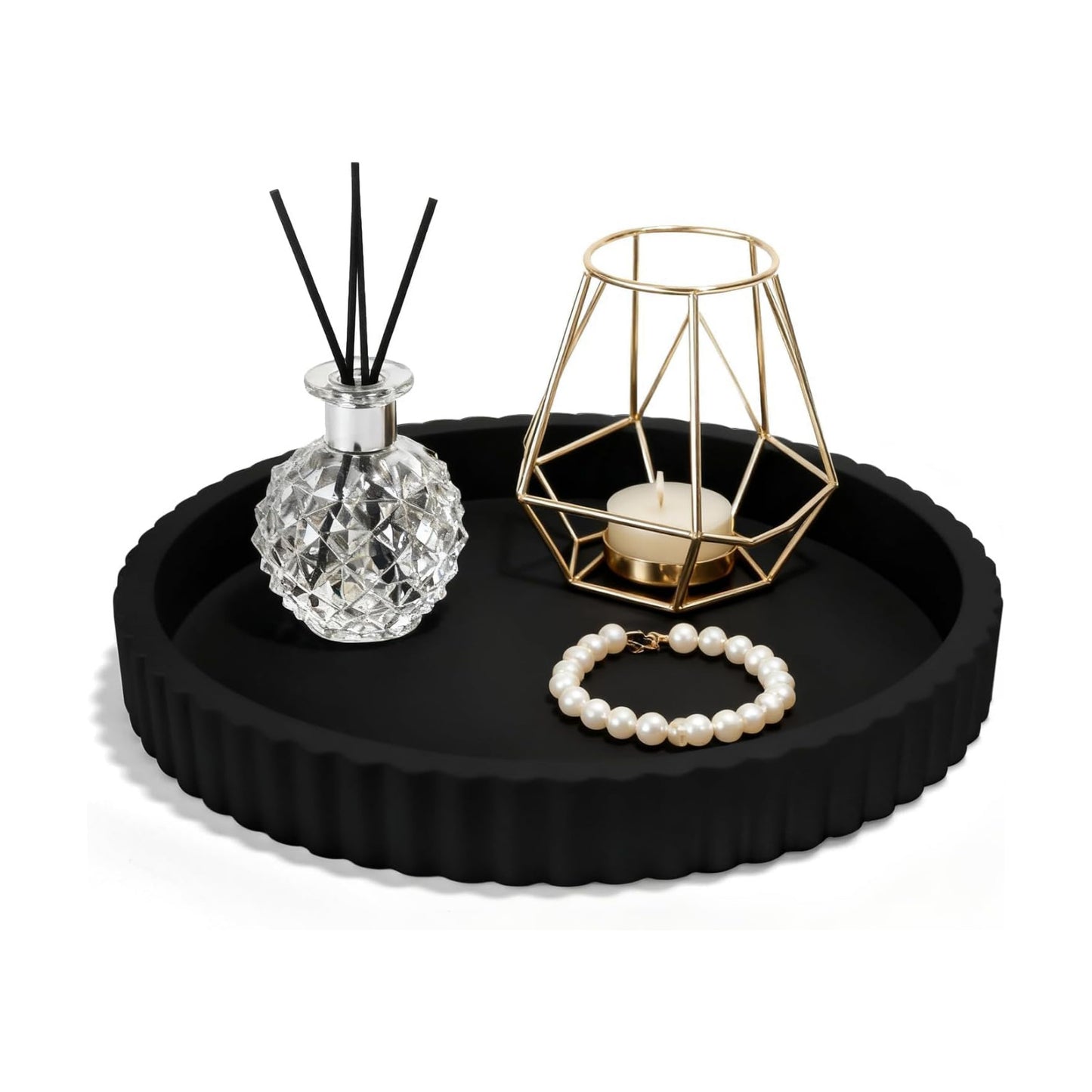 12'' Resin Modern Decorative Tray / Black