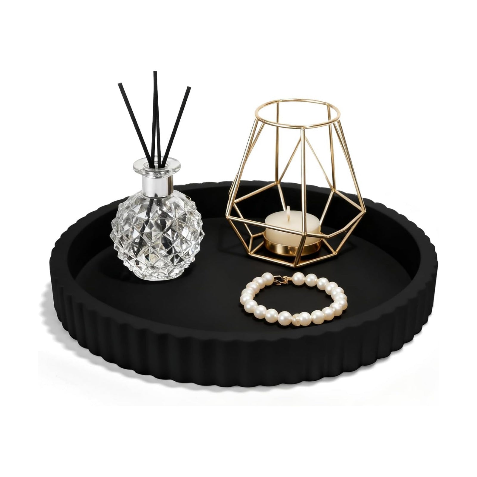 12'' Resin Modern Decorative Tray / Black
