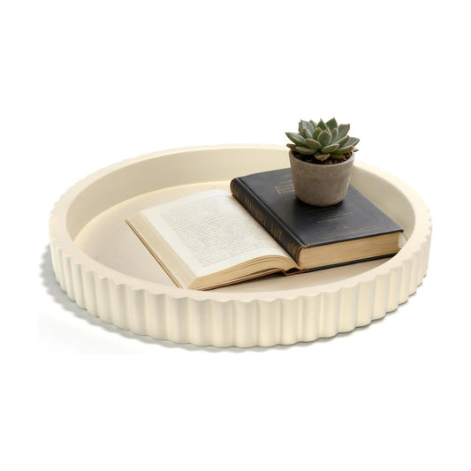 12'' Resin Modern Decorative Tray / Cream