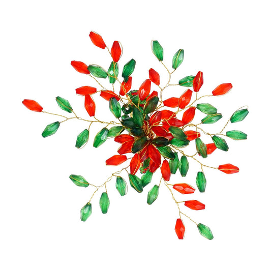 ITOS365 Handcrafted Beaded Napkin Rings Set of 12 – Red & Green Crystal Flower Design, Elegant Table Décor for