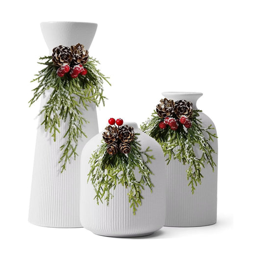 Ceramic Flower Vases / White / Set of 3