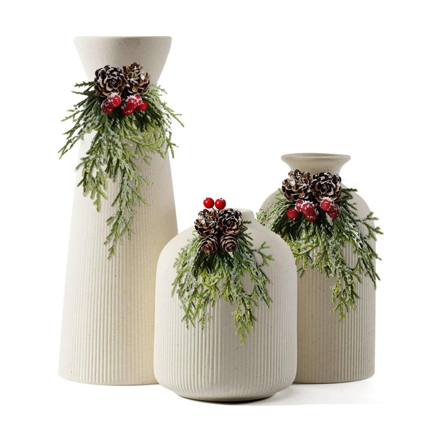 Ceramic Flower Vases / Beige / Set of 3