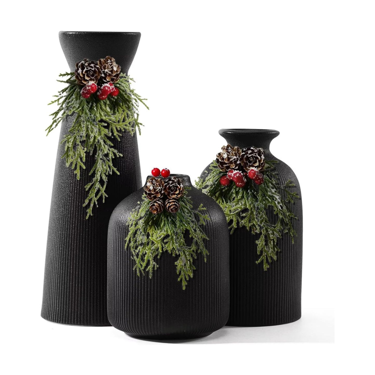Ceramic Flower Vases / Black / Set of 3