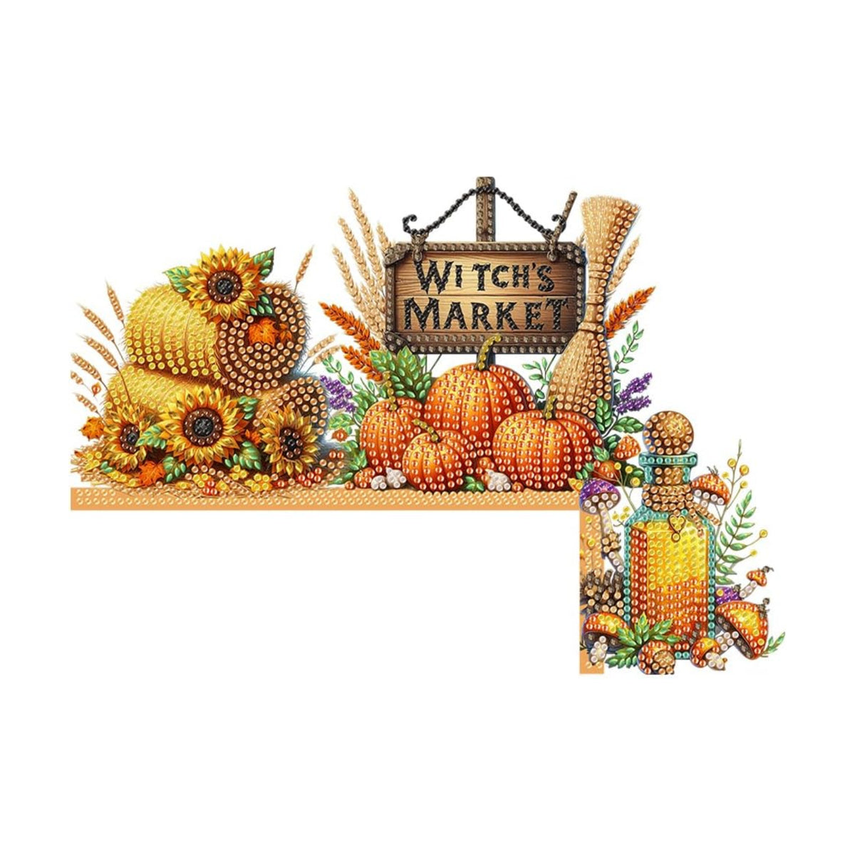 DIY Diamond Art Wooden Door Corner Decoration – Halloween Frame Sign Kit, Creative Wall Art Mosaic Frame Sign for Home Decor & Gifts