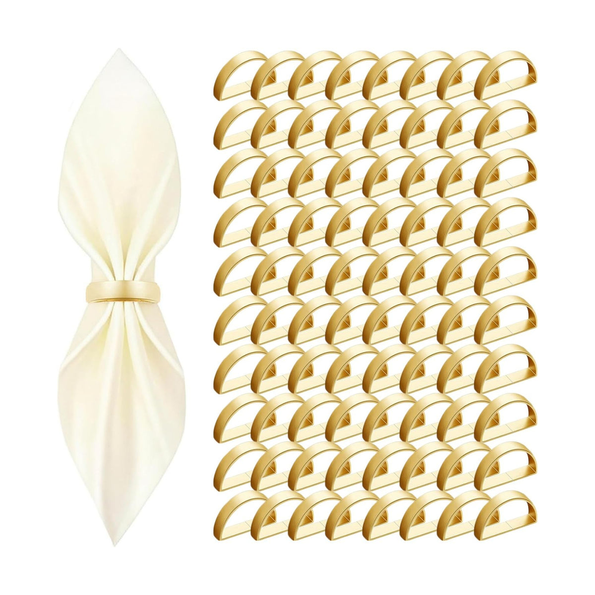 80 Pcs Gold Napkin Rings - Metal Napkin Ring(Semicircle)