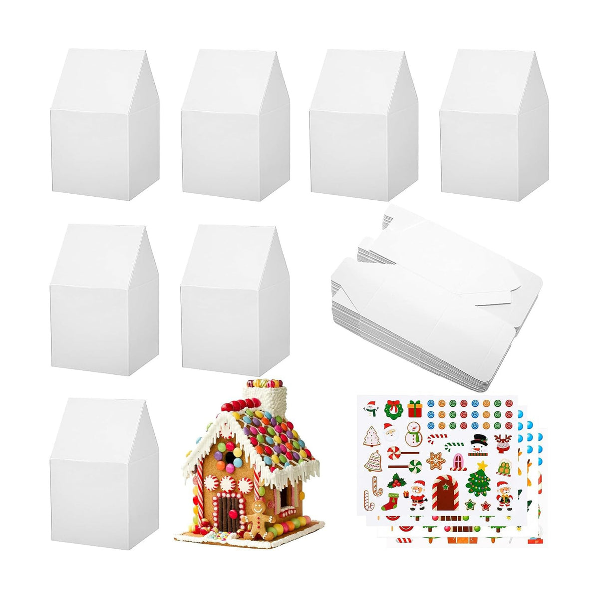 52 Set Christmas Crafts Gingerbread House Kit, Cardboard House Decorations