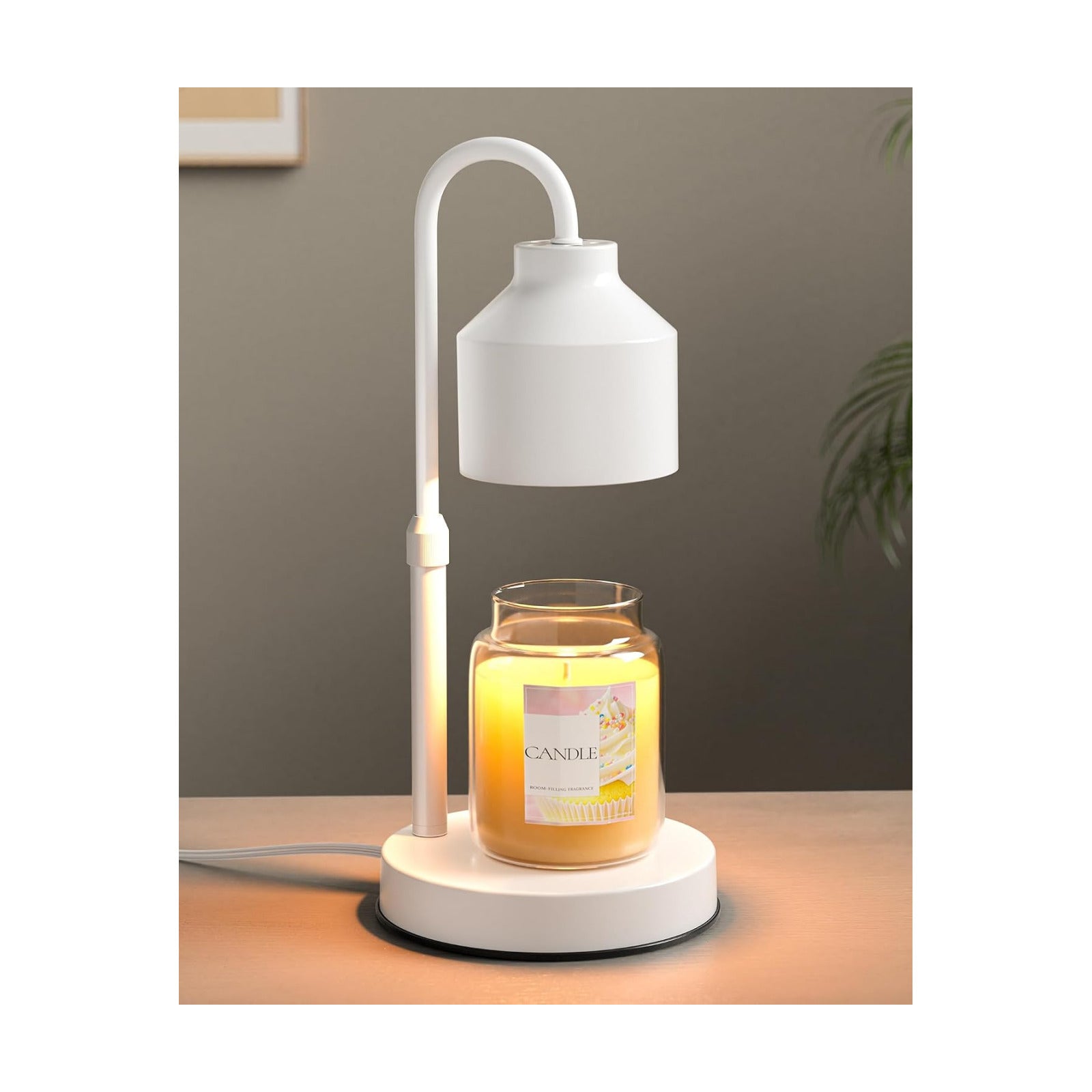 Electric Candle Warmer Lamp White, Candle Lamp Warmer with Timer, Wax Warmer Lamp for Jar Candles, Adjustable Height