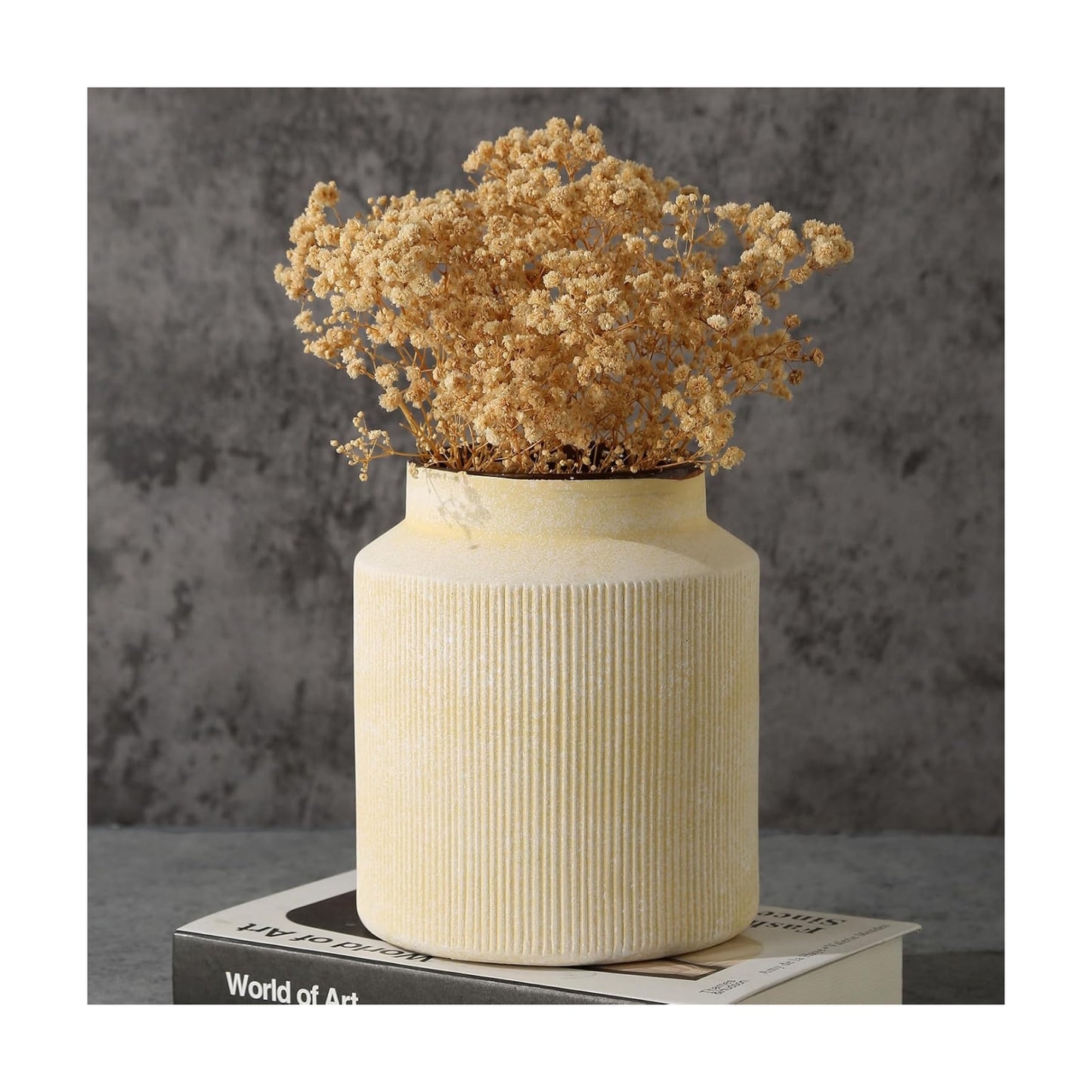 Farmhouse Vase / Vintage Rustic Terracotta Flower Vase Suitable / Retro Yellow / 6.1 x 7