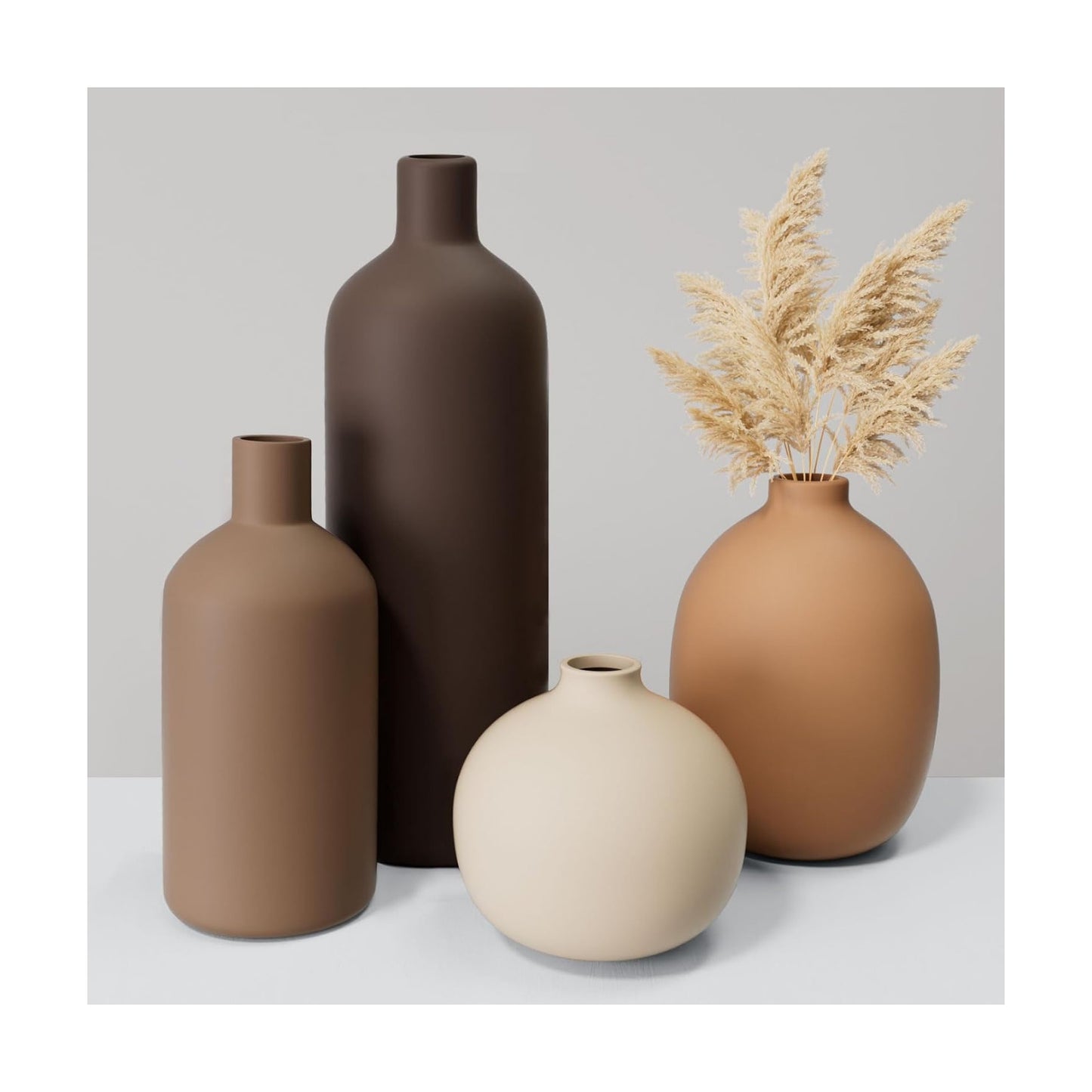 Ceramic Vase / Decorative Neutral Modern Flower Vases / Set of 4