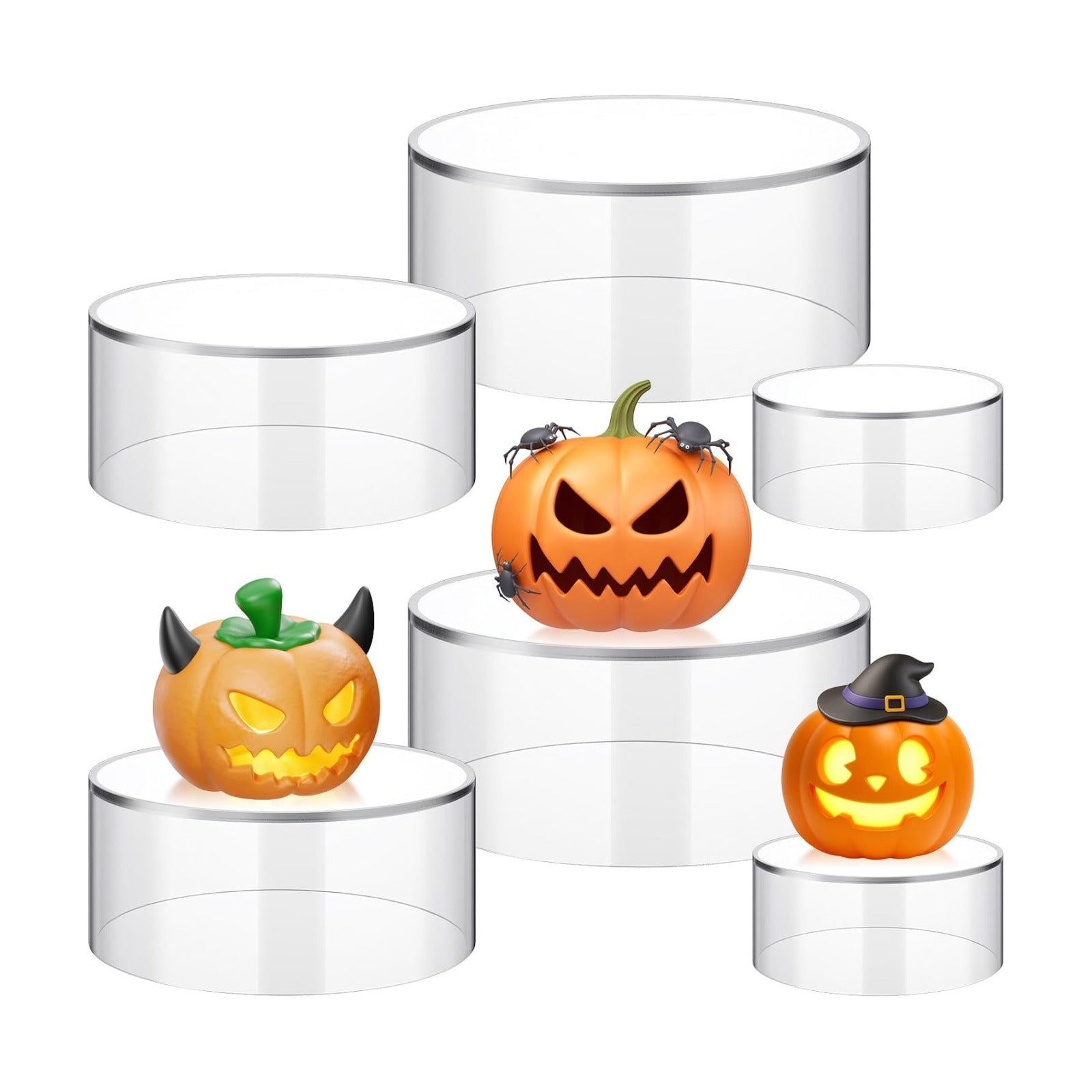 Round Acrylic Risers Display Stands / Clear / Set of 6
