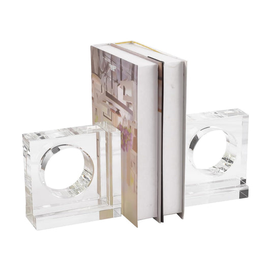 Handmade Crystal Bookends Square / Clear
